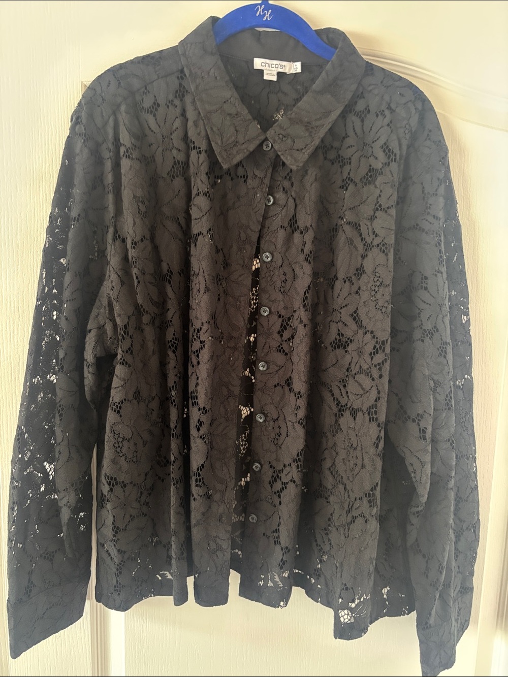 Chico's Black Floral Lace Button-Front Shirt. SZ 20 CHICO (SZ 4)